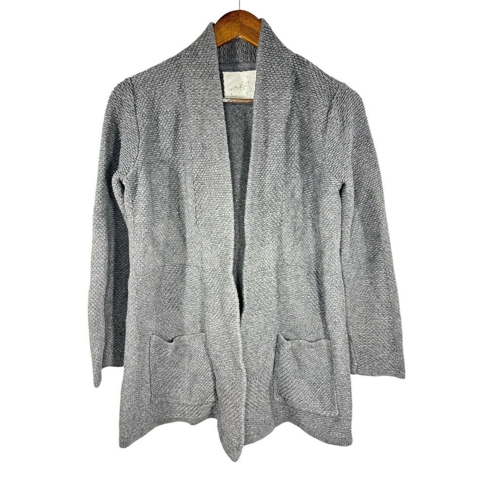 Anthropologie Angel Of The North Womens Size M Gray Textured Cardigan Sweater